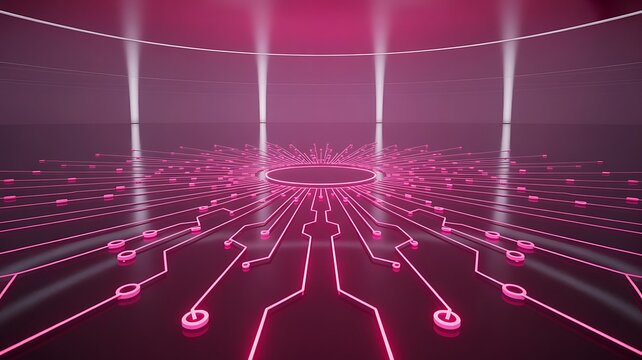 Neon Circuit Board Network , neon, circuit, board, network, technology, digital, lines, connections, - Powered by Adobe