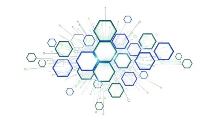 Glowing hexagons network in futuristic technology design