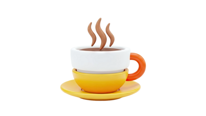 3D Render of a Steaming Coffee Cup with Saucer