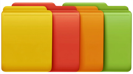 Colorful File Folders Set in Yellow Red Orange and Green for Organization and Filing