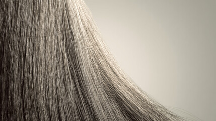 Silver Hair Close-Up Sleek Well-Groomed Lock Showcasing Texture Shine Elegance Haircare Detail in Studio Photography