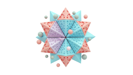 Abstract Geometric Sculpture with Pink, Blue, and Purple Elements