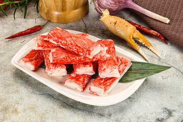 Red crab meat stick surimi
