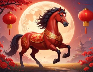 Year of the Horse Chinese zodiac illustration
