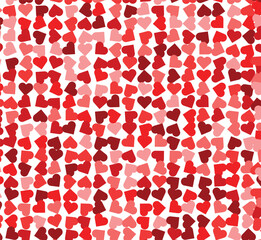 Seamless Pattern of Red Hearts on White Background for Valentine's Day