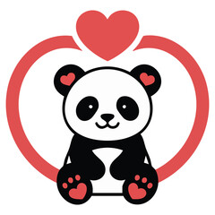 Cute panda holding big heart love friendship Valentine vector illustration isolated on white background © azzedine