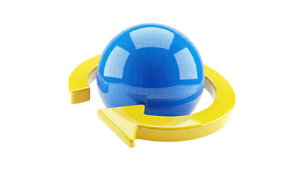 Blue globe with yellow circular arrow