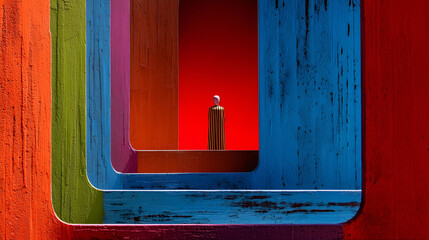 Vivid Multicolored Doorway Frame: Abstract Art With Repeating Frames