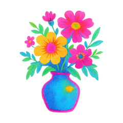 Naklejka premium PNG Vibrant floral vase illustration