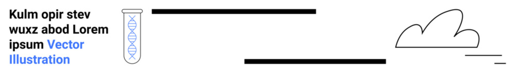 Obraz premium Science, education, experimentation, molecular biology, cloud technology, innovation. A test tube with DNA strands and a minimalistic cloud graphic. Science and education concept