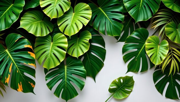 Lush Tropical Leaf Arrangement with Natural Lighting