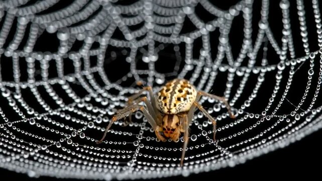 Spider in Web Closeup Macro Shot.