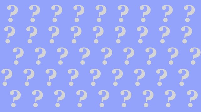 Seamless pattern of question marks on blue background. 4k stock video