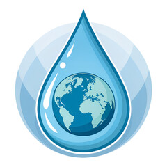 The Essence of Life  A Stylized Blue Water Drop Encompassing Planet Earth.