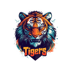 Tigers - logo template design. Tiger animal mascot head vector illustration logo. Wild cat head mascot, Tiger head emblem design for eSports team