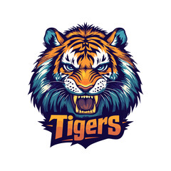 Tigers - logo template design. Tiger animal mascot head vector illustration logo. Wild cat head mascot, Tiger head emblem design for eSports team
