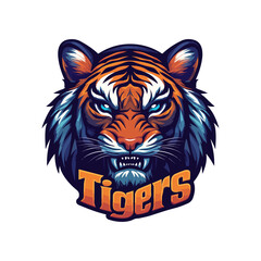 Tigers - logo template design. Tiger animal mascot head vector illustration logo. Wild cat head mascot, Tiger head emblem design for eSports team