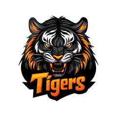 Tigers - logo template design. Tiger animal mascot head vector illustration logo. Wild cat head mascot, Tiger head emblem design for eSports team