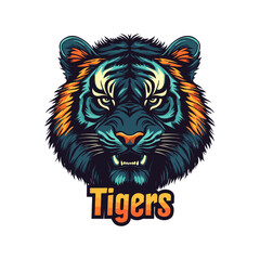 Tigers - logo template design. Tiger animal mascot head vector illustration logo. Wild cat head mascot, Tiger head emblem design for eSports team