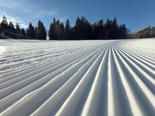 スキー場圧雪車キャタピュラピステンの跡 