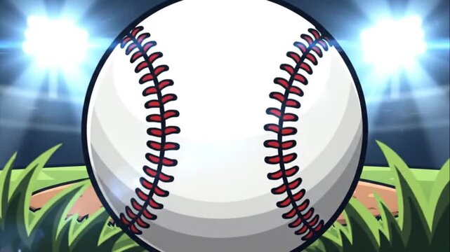 Animated baseball game stadium lights night