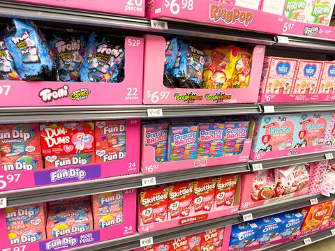 Valentines Day Candy Display In Walmart Store