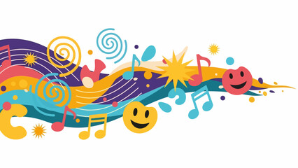 Obraz premium Vibrant Music Notes and Smiley Emoticons.