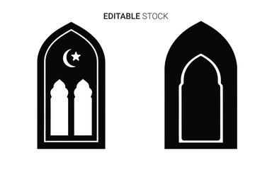 Fototapeta premium Islamic window design with moon and star silhouette high quality professional detailed modern