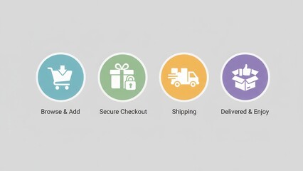 Visual representation of the complete online shopping journey from product selection to final