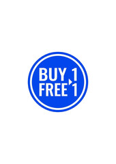 Buy 1 Free 1 Blue Circular Promotion Badge