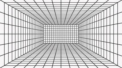 Geometric 3D grid tunnel with perspective lines