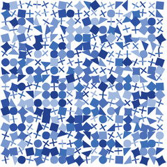 Blue Geometric Shapes Pattern, Abstract Background, Minimalist Design, Random Composition