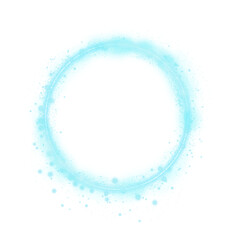 Fototapeta premium Blue Glowing magic circle ring of sparkling particles on transparent background