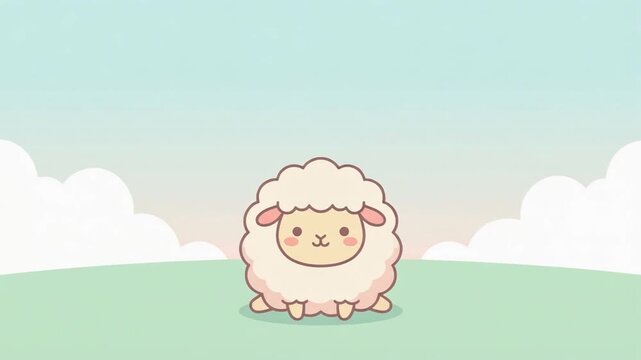 丸い羊の居眠りアニメーションループ素材