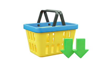 Shopping basket with down arrows