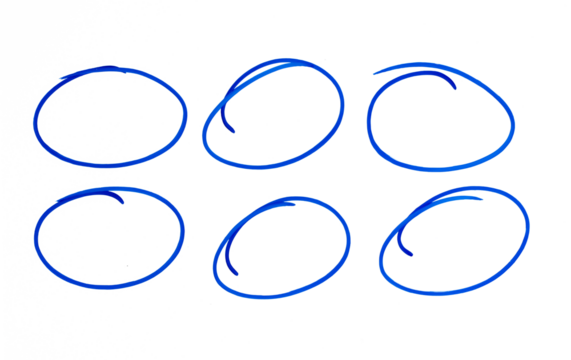 Hand Drawn Blue Circles and Oval outline Set for highlighting text, Collection of circles doodle, round circles isolated on transparent background, circles png - Powered by Adobe