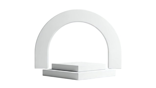 Minimalist White Arch and Pedestal Display - Powered by Adobe