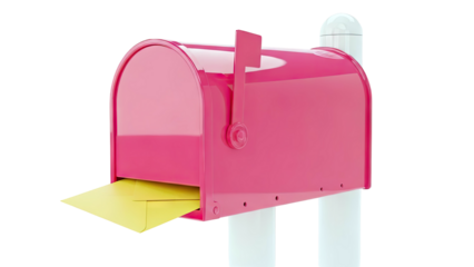 Pink Mailbox with Yellow Envelope