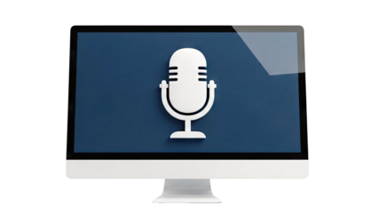 Computer Monitor Displaying a Microphone Icon