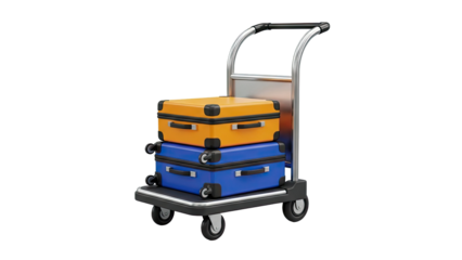 Luggage Cart with Stacked Suitcases