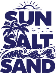 Obraz premium Vector art of sun salt sand beach vacation tropical summer logo design graphic element