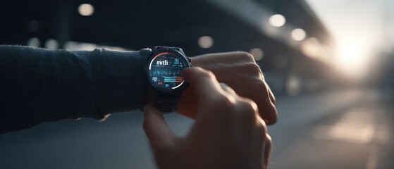 Person using smartwatch outdoors day