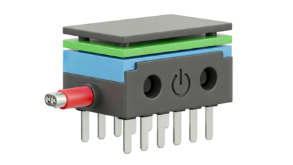 Electronic Component with Power Symbol and Red Connector