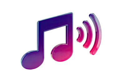 3D Musical Note with Sound Waves