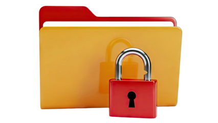 Folder with Red Padlock Symbolizing Security