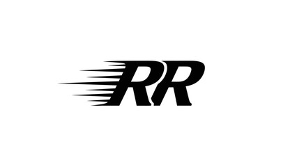 Fototapeta premium Speeding RR Logo with Motion Blur Effect on White Background