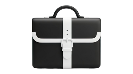 3D Render of a Black Briefcase with White Straps