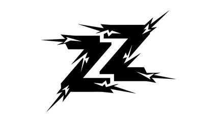 Sharp Black Letter Z Logo with Lightning Bolt Accents on White Background