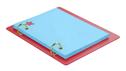 Red Binder with Blue Pages and Red Star