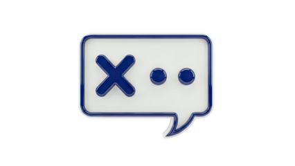 3D Chat Icon with X and Ellipsis
